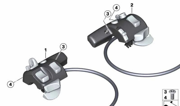 Intercombinador derecho con luz permanente y puño calefactable OEM 61317708360 para motos BMW R 1150 GS, R 1150 RT, R 1200 C, R 1100 S, R 850 R… y más. Original BMW Motorrad.