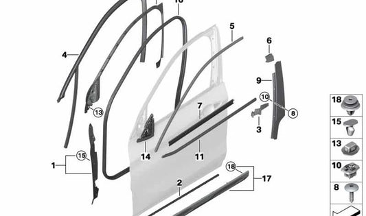 Moule de porte d'entrée droite pour BMW F39 (OEM 51137421440). BMW d'origine