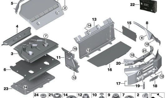 Boot Floor for BMW I12, I15 (OEM 51477316269). Original BMW