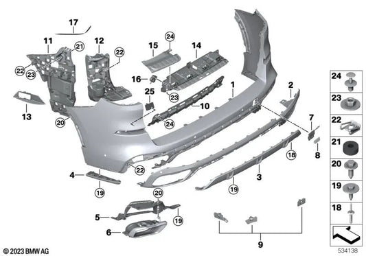 Acabamento do sistema de escapamento direito para BMW X5 G05, G05N, G18N, X6 G06, G06N, X7 G07, G07N (OEM 51125A5C8E6). BMW original