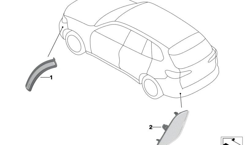 Reflector lateral derecho OEM 63147437082 para BMW G06. Original BMW.
