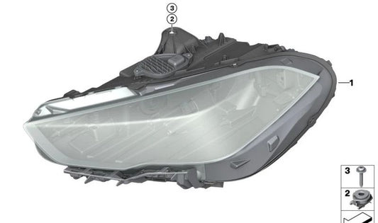 Faro delantero derecho LED AHL OEM 63119449604 para BMW Serie 2 F44. Recambio original BMW.