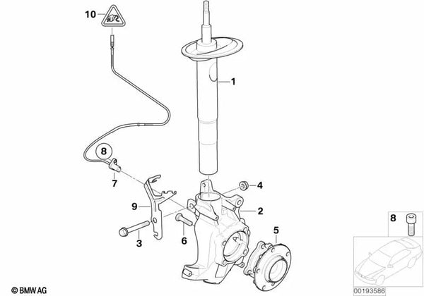 Muelle-amortiguador delantero izquierdo OEM 31316768797 para BMW Serie 5 E61, E61 LCI. Original BMW.