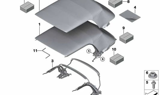 Revestimiento de capota OEM 51345A01570 para MINI Cabrio F57, F57 LCI, BEV (2016-2024). Original MINI.