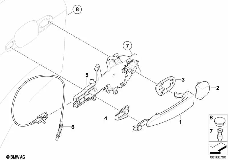 Right Primed Main Handle for BMW X5 E70, E70N, X6 E71, E72 (OEM 51225A8E2B2). Genuine BMW.