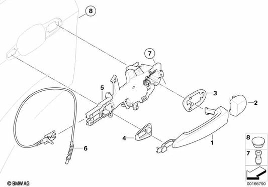 Right Primed Main Handle for BMW X5 E70, E70N, X6 E71, E72 (OEM 51225A8E2B2). Genuine BMW.
