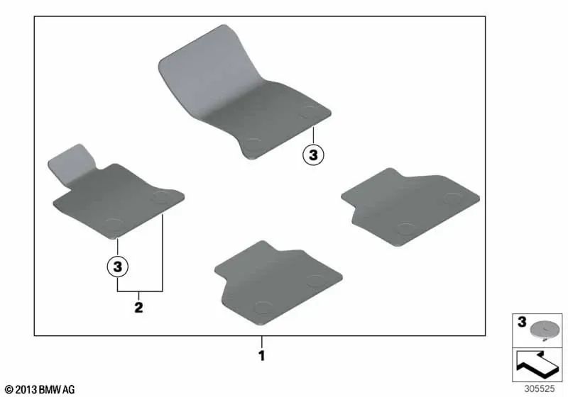 Velour Floor Mat Driver Side for BMW F07, F07N (OEM 51477230463). Original BMW