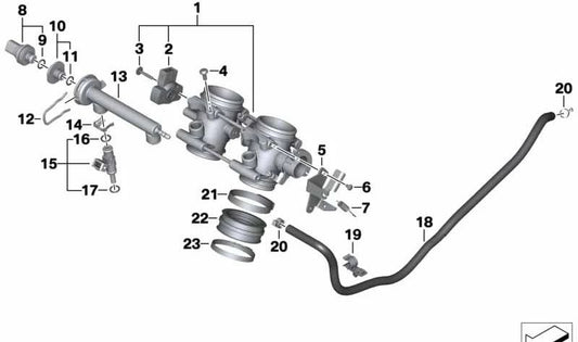 Soporte para cable del acelerador OEM 13548520786 para motos BMW F700GS, F650GS, F800GS. Original BMW Motorrad.
