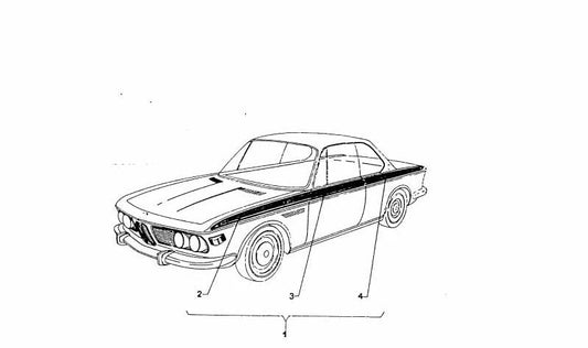 Tira decorativa negra trasera izquierda OEM 51141823179 para BMW E9 (3.0 CSL, 3.0 CSi). Compatible con modelos fabricados entre 1972 y 1975. Pieza original BMW.