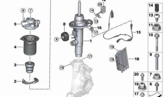 Front right shock absorber VDC for BMW G26 (OEM 37106886252). Original BMW