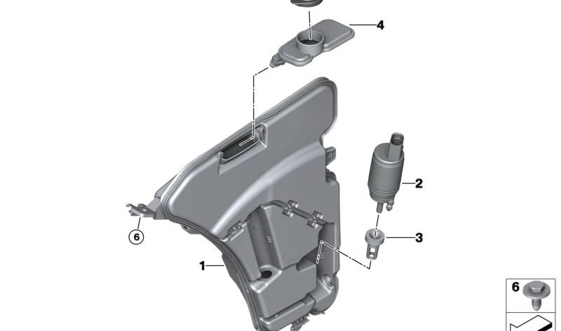 Depósito de Líquido Limpiaparabrisas para BMW G30, G31, G38, G32, G11, G12 (OEM 61668491829). Original BMW