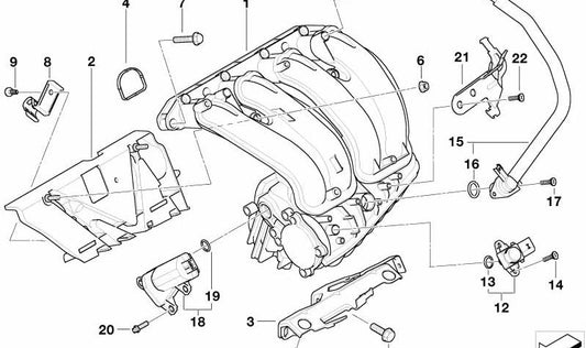 Codo de admisión OEM 11617520866 para BMW E46, E87, E90. Original BMW.