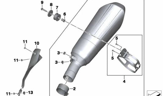 Suporte de banda silenciadora final OEM 18518531077 para motocicletas BMW R 1200 RT, R 1250 RT, R 1200 R, R 1200 RS. Originais BMW Motorrad.
