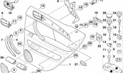 Compartimento de armazenamento da porta traseira para BMW X5 E53 (OEM 51168249091). BMW original