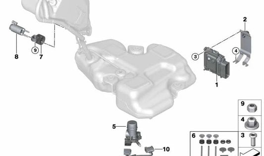 Soporte para bomba de transferencia OEM 16197302269 para BMW F30, F31, F32, F33, F36, F25, F15. Original BMW.