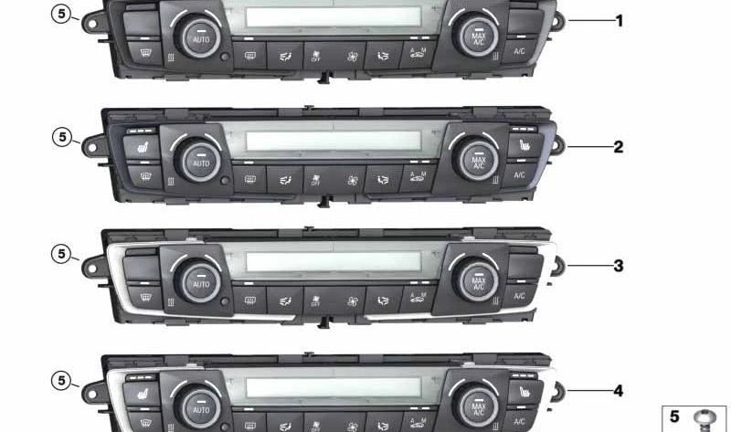 Automatic Climate Control Panel for BMW F20, F21, F22, F30, F31, F34, F35, F32 (OEM 64119287340). Original BMW.