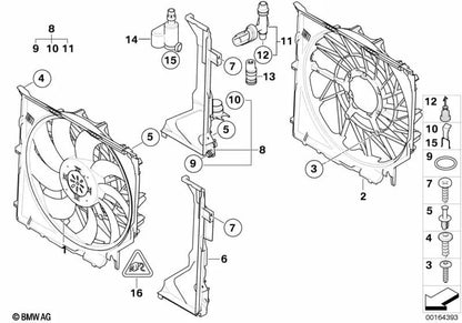 Carcasa del ventilador con ventilador para BMW X3 E83, E83N (OEM 17113442089). Original BMW.