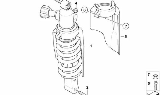 OEM 33538529486 Spring posteriore per BMW R 1200 GS K25 (2003-2012). BMW MOTORAD originale.