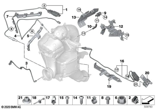 Abgastemperatursensor für BMW G20, G21, G22, G23, G26, G30N, G31N, G32N, G11N, G12N, G14, G15, G16, G01, G02, G05, G06, G07 (OEM 1362890146). Original BMW