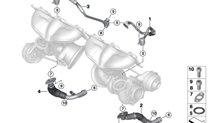 Tubo de retorno de aceite OEM 11427563711 para BMW E60, E61. Original BMW.
