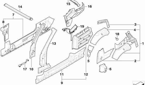 Refuerzo de impacto izquierdo OEM 41007193237 para BMW E88. Original BMW.