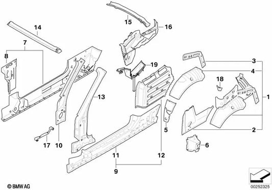 Rechte Wassersammlung für BMW 1 E88 -Serie (OEM 41217170844). Original BMW.