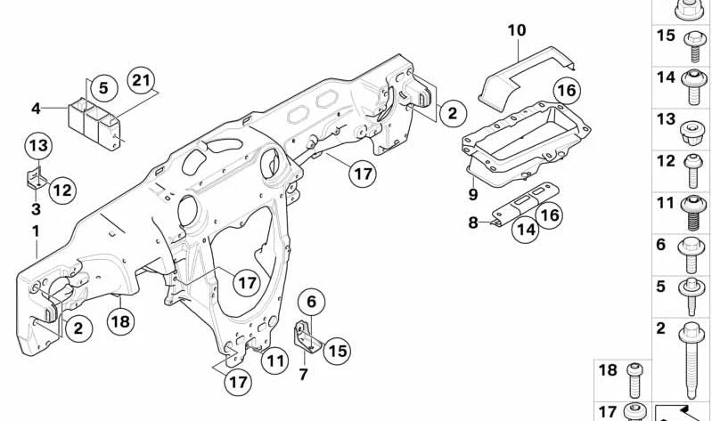 Conducto airbag acompañante OEM 51459233845 para MINI R55, R56, R57. Pieza original MINI.