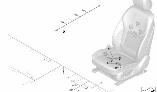 Cableado para ventilación de asiento OEM 61129314070 para BMW F15, F85, F16, F86. Original BMW.