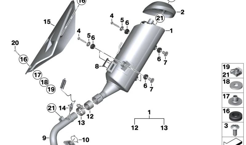 Junta de escape OEM 18518552506 para motos BMW C 400 GT (K08), C 400 X (K09). Original BMW Motorrad.