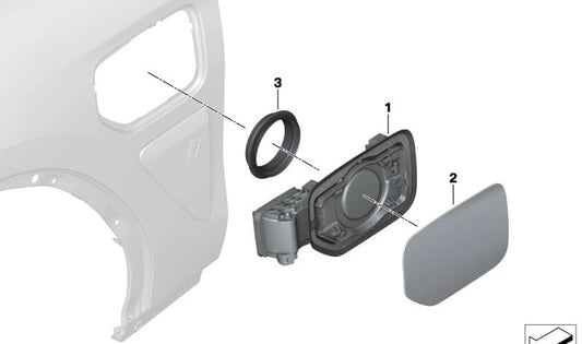 Tapa protectora del conector de carga OEM 51177947317 para BMW X3 G08E y G08F. Pieza original BMW.