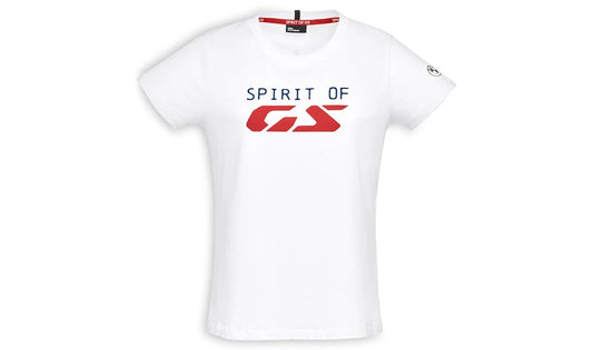 Camiseta Spirit of GS blanca talla XS para mujer OEM 76615A81209. Para BMW. Original BMW Motorrad.