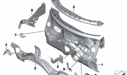 Travesaño pared frontal OEM 41009804698 para MINI Countryman R60, Paceman R61. Original MINI.
