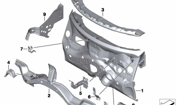 Travesaño pared frontal OEM 41009804698 para MINI Countryman R60, Paceman R61. Original MINI.