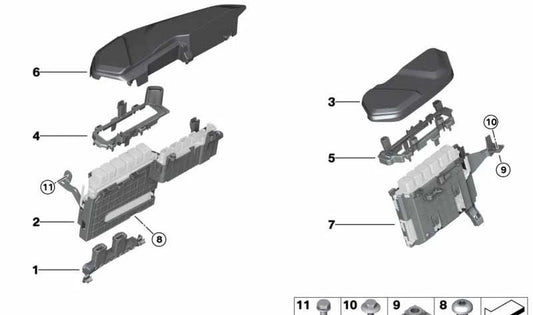Soporte centralita electrónica OEM 12529501360 para BMW F90 M5, F91 M8, F92 M8. Compatible con versiones Competition y CS. Original BMW.