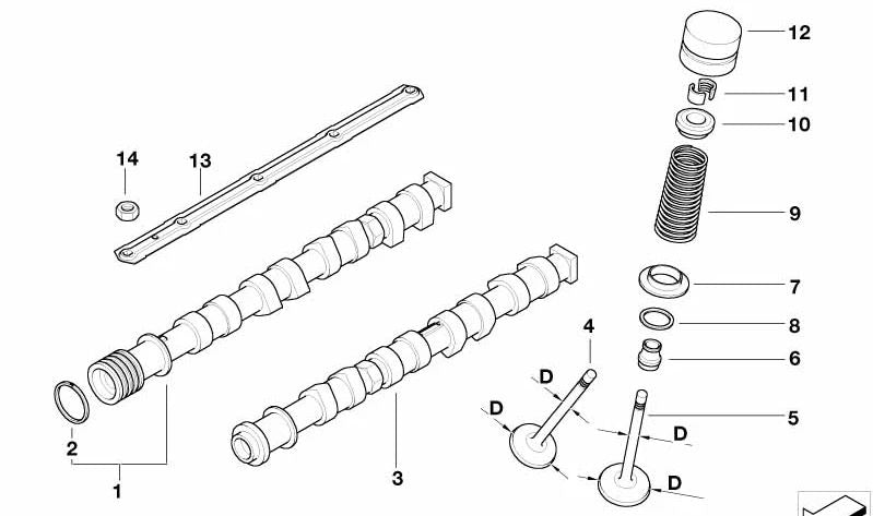 Árbol de levas de admisión ZYL. 5-8 OEM 11318025824 para BMW Z8 E52 (2002-2003). Original BMW.