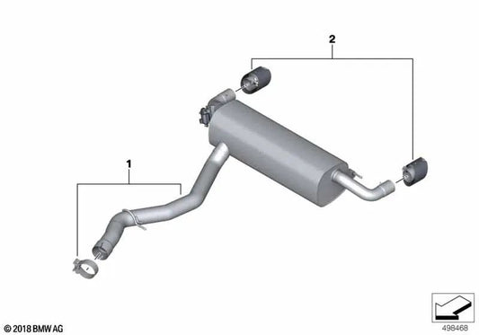 Silenziatore per BMW Series 3 G20, G20N, serie 4 G22, G23, G26 (OEM 18302464496). BMW originale.