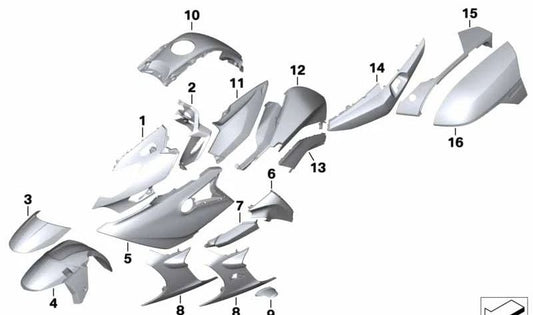 Untere rechte Abdeckung des OEM -Tanks 46638568932 für BMW Motorrad K1600GT, K1600GTL, K1600B, K1600 Grand America. Originaler BMW Motorrad.
