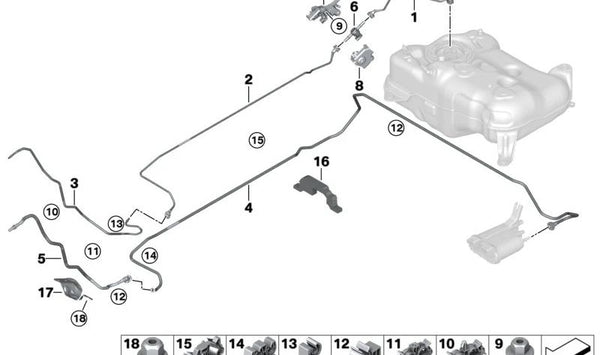 Clip de fijación doble OEM 16127258752 para BMW F20, F21, F40, F52, F70, F22, F23, F44, F45, F46, F87, U06, F30, F31, F34, F35, F80, F32, F33, F36, F82, F83, F48, F49, U11, U12, F39, U10, F25, F26, F15, F16, I01 y para MINI F55, F56, F65, F66, F57,