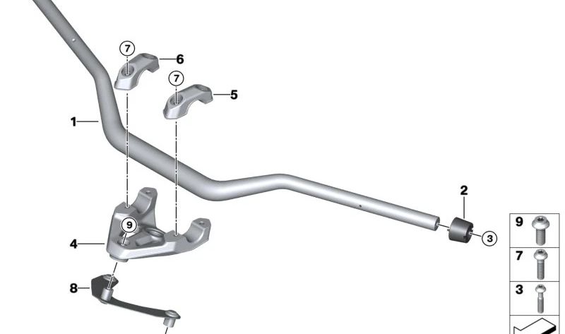 Soporte abrazadera manillar derecho OEM 32717922844 para BMW Motorrad R 1300 GS (RKA1) y R 1300 GS Adventure (RKA2). Original BMW Motorrad.