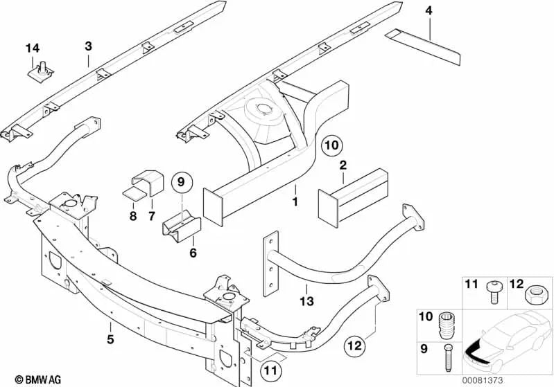 Suporte de arco de roda dianteiro esquerdo para BMW E52 (OEM 41117006831). BMW original