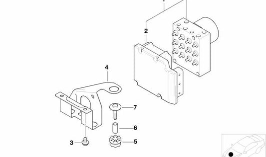 ABS -Modulunterstützung OEM 34501165662 für BMW Z3 {E36 Z3 1,9, 2,0, 2,3, 2,5, 2,8} kompatibel von 1998 bis 2002. Originalstück BMW.