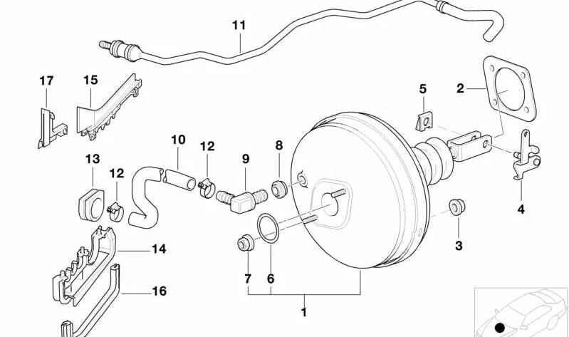 Tubo de vacío OEM 34331166140 para BMW Serie 5 E39 y Serie 7 E38. Original BMW.