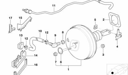 Tubo de vacío OEM 34331166140 para BMW Serie 5 E39 y Serie 7 E38. Original BMW.