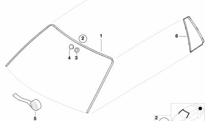 Junta / Goma ventanilla trasera izquierda OEM 51348194767 para BMW E46 (316i, 318d) con variaciones en motor y transmisión. Original BMW.