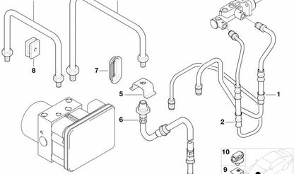 Tubo de freno delantero OEM 34326752202 para BMW Serie 1 F20, F21; Serie 2 F22, F23; Serie 3 F30, F31, F34; Serie 4 F32, F33, F36; X1 F48; X2 F39. Original BMW.