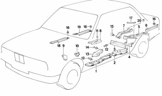 Couvercle du câble arrière gauche OEM 61131384017 pour BMW E34. BMW d'origine.