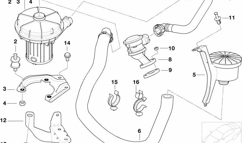 Clamp for BMW 3 Series E46, 7 Series E65, E66, MINI R50 (OEM 11721716559). Original BMW
