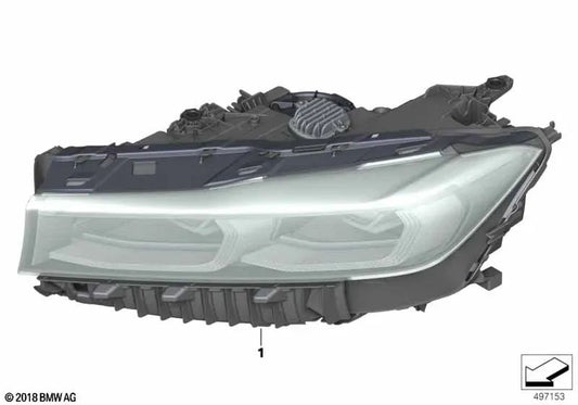 Farol LED AHL esquerdo OEM 63119450227 para BMW Série 7 G11 LCI, G12 LCI (2018-2022). BMW genuíno.