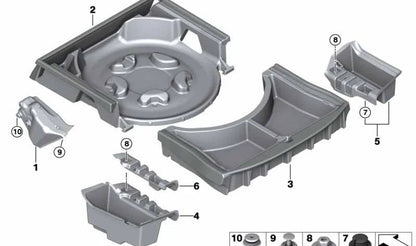 OEM 51477373579 Compartimento di archiviazione di avvio sinistro per BMW F90, G30, G38. BMW originale.