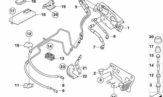 Tubo de presión para motor basculante OEM 37136769552 para BMW E65, E66. Original BMW.